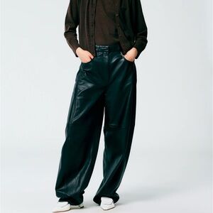 TIBI Bkack Leather Sid Pant